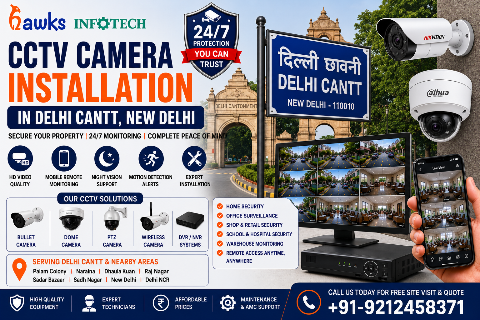 Best CCTV Camera Installation Services in Delhi Cantt, New Delhi