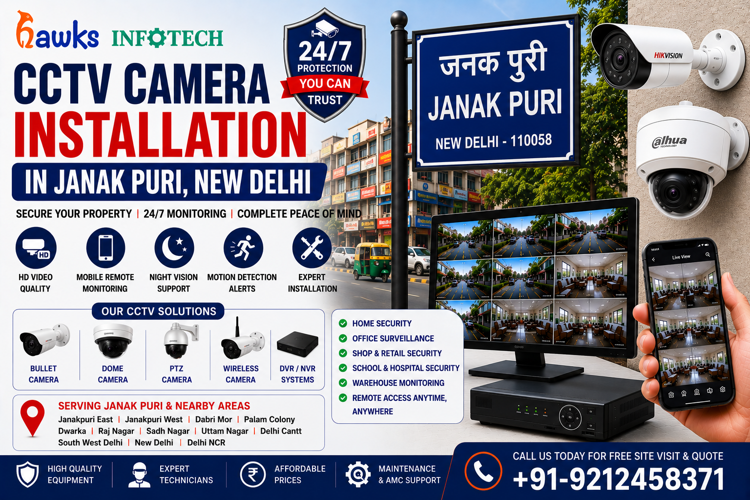 Professional CCTV Camera Installation Services in Janak Puri