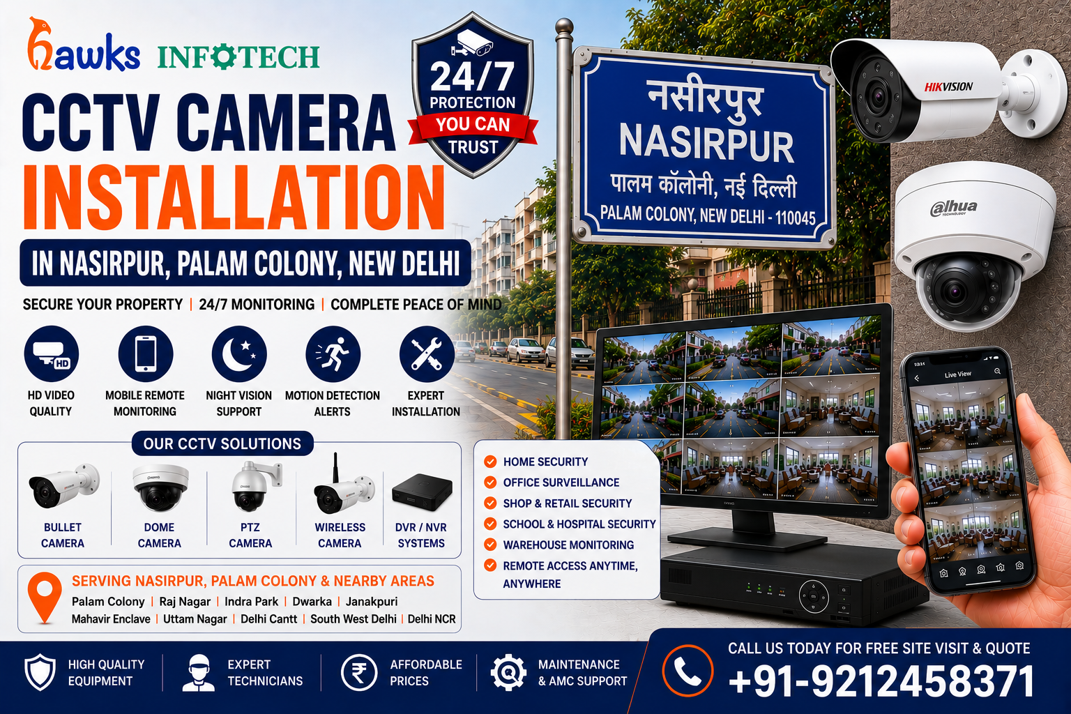 Best CCTV Camera Installation Services in Nasirpur, Palam Colony, New Delhi