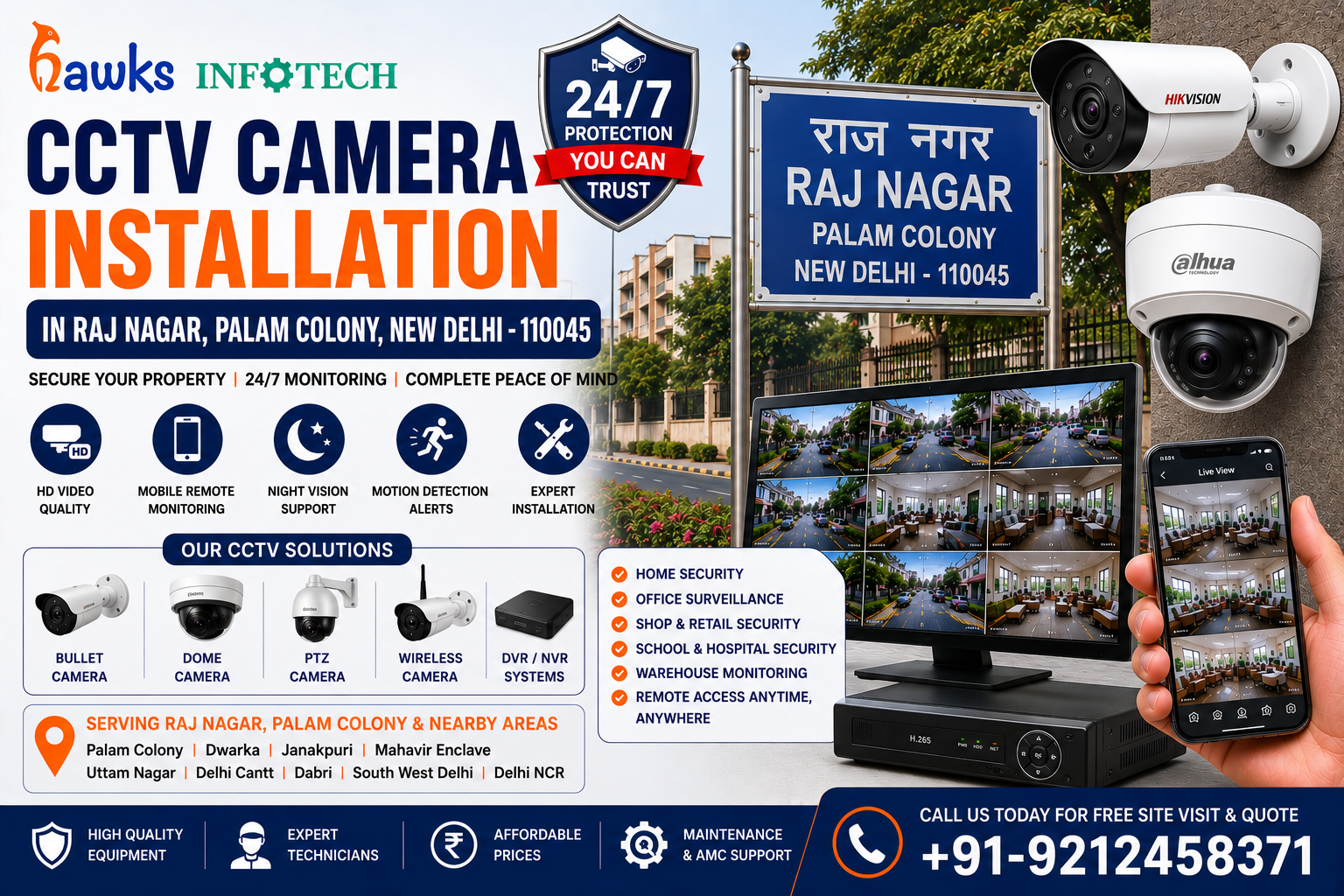Best CCTV Camera Installation Services in Raj Nagar, Palam Colony, New Delhi