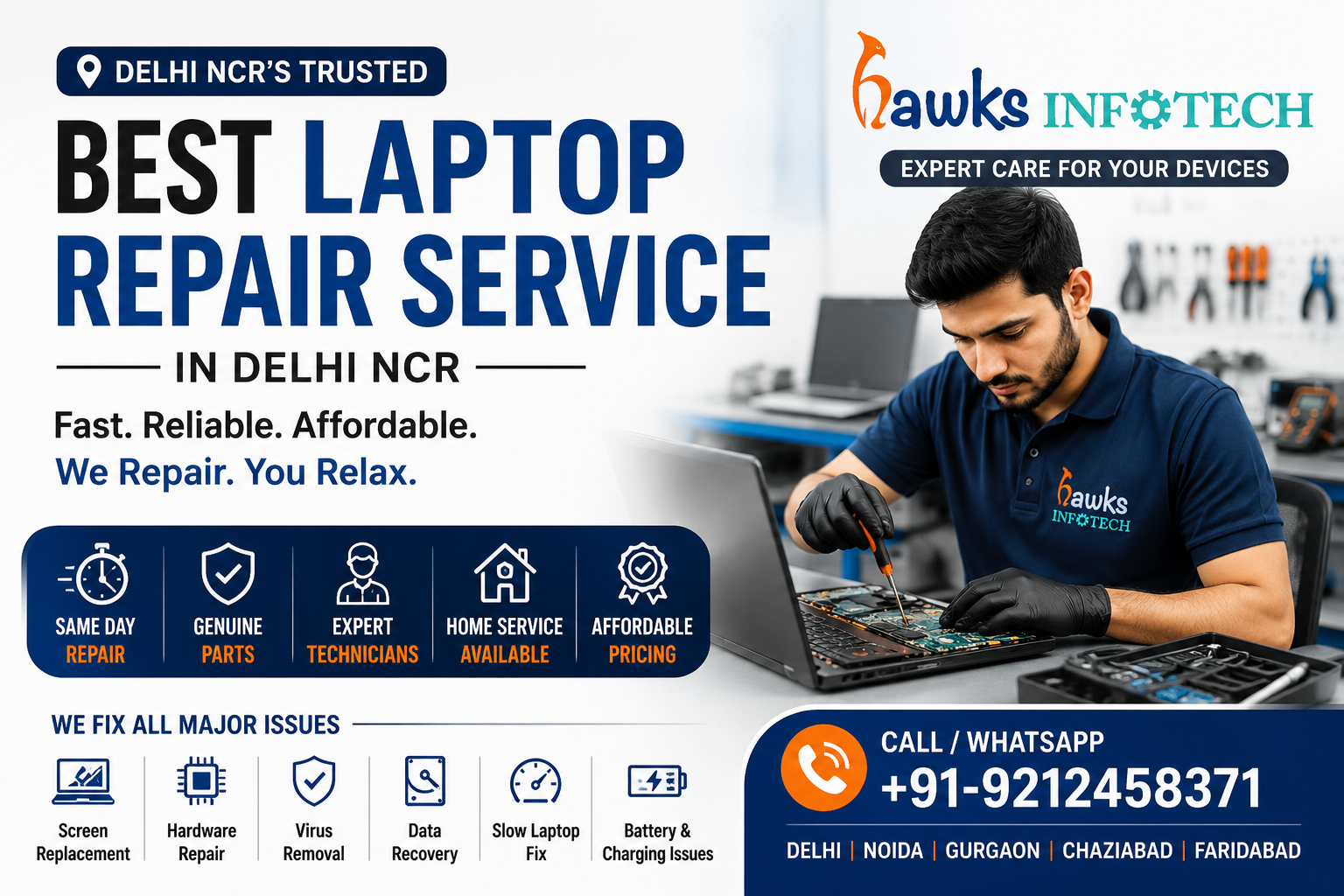 Best Laptop Repair Service in Delhi NCR – Hawks Infotech