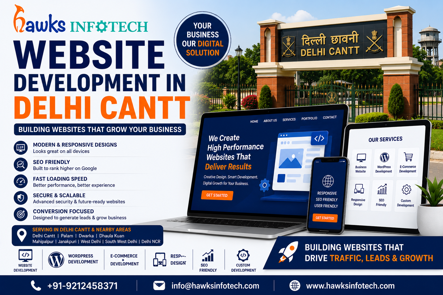 Website Development in Delhi Cantt – Hawks Infotech