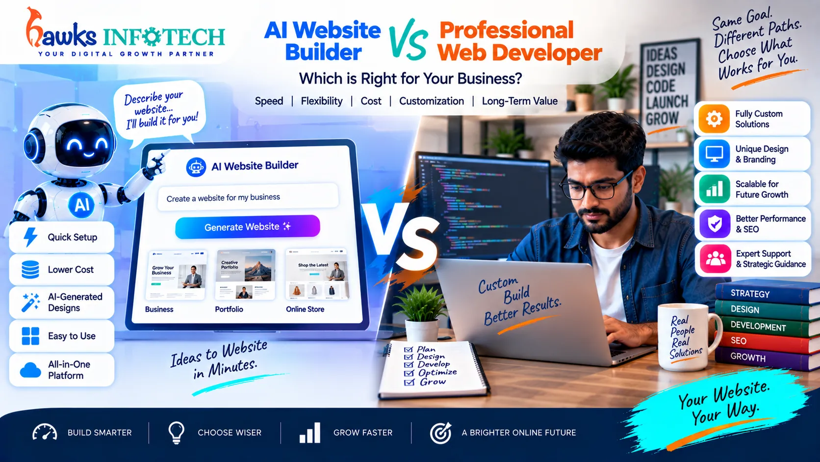AI Website Builder vs Professional Web Developer